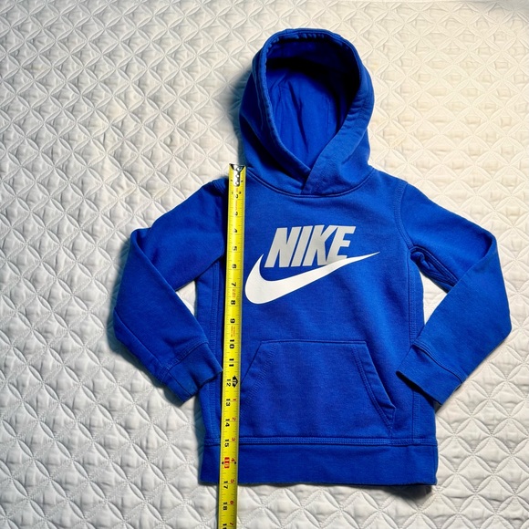Nike Youth Logo Fleece Pullover Hoodie Sweatshirt Blue Gray White Size XS 4 - Picture 3 of 12